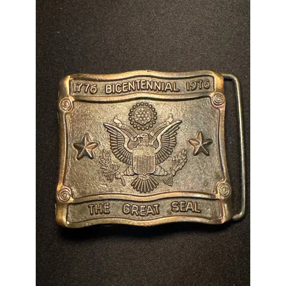 Vintage Solid Brass U.S. Bicentennial Belt Buckle 1776-1976